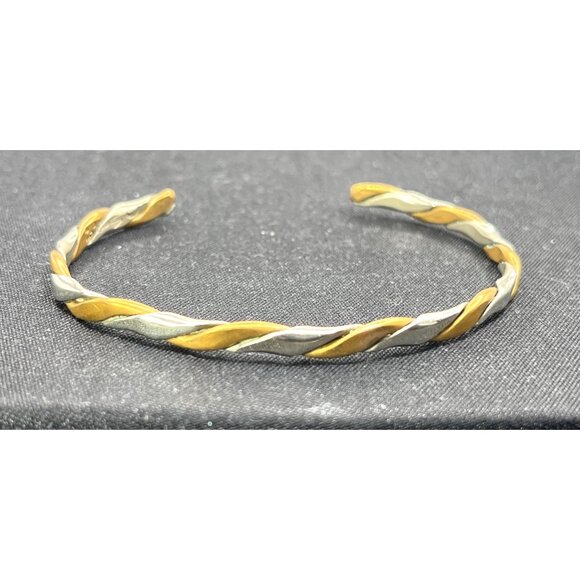Sergio Lub Golden Ivy Copper & Silvertone Cuff Bracelet Vintage - Picture 1 of 5